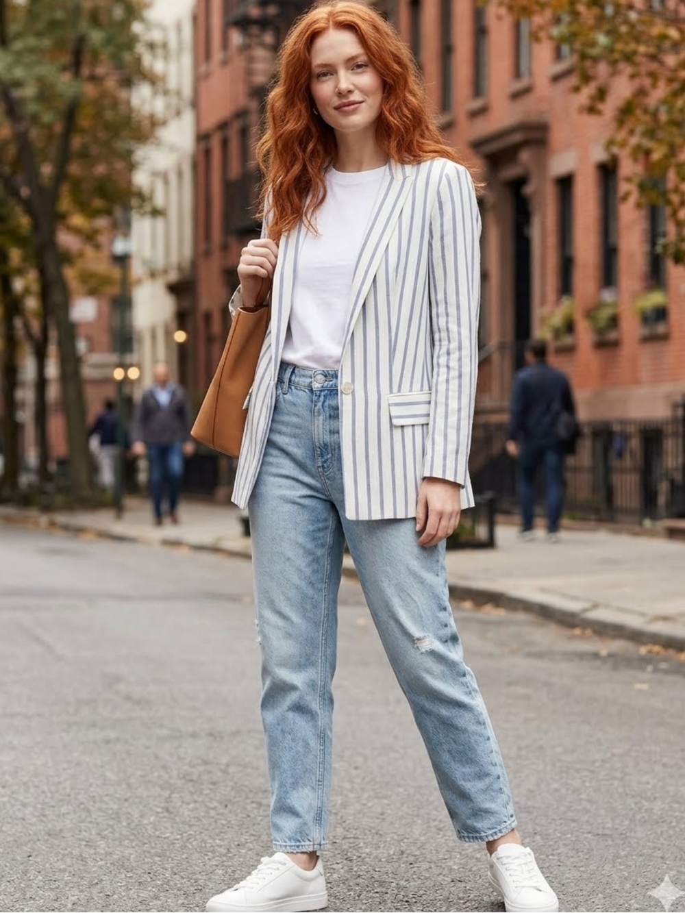 H&M blue and white Modern Nautical striped blazer women’s 10